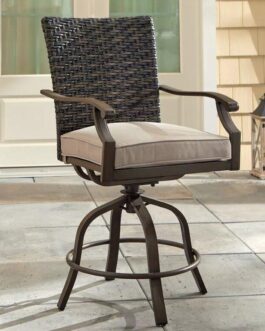 Berkley Jensen Portsmouth 7-Pc Aluminum High Dining with Fire Pit Table and Swivel Chairs